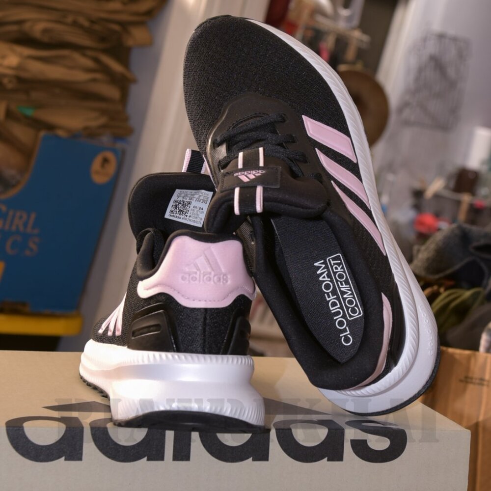 Ladies' XPLR Path Sneaker      adidas®     Color: Black (Black with Pink Stripes - Picture 4 of 5